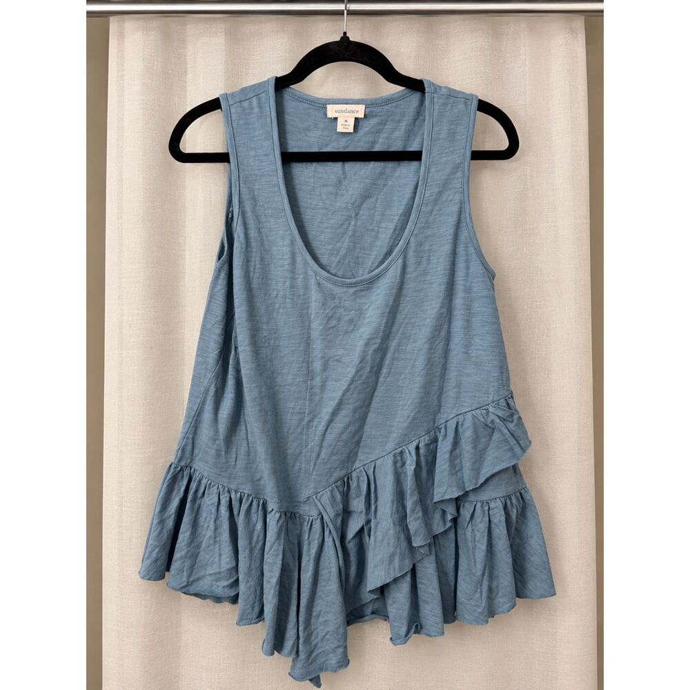 Sundance blue-gray ruffle tank M